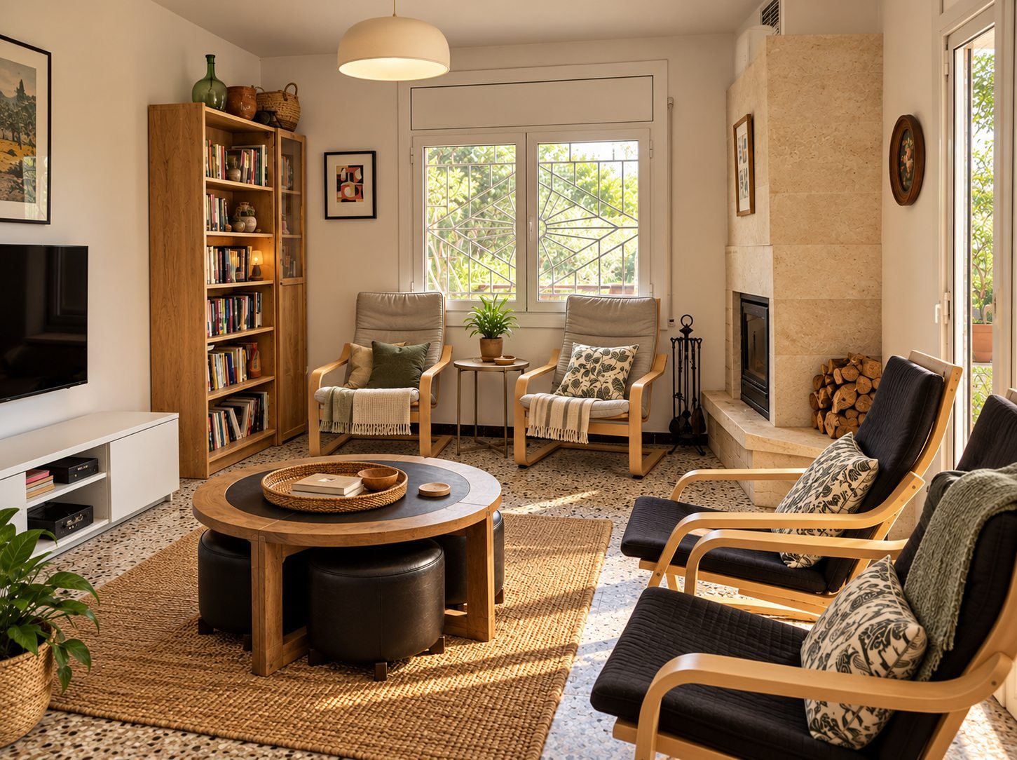 Living room fireplace